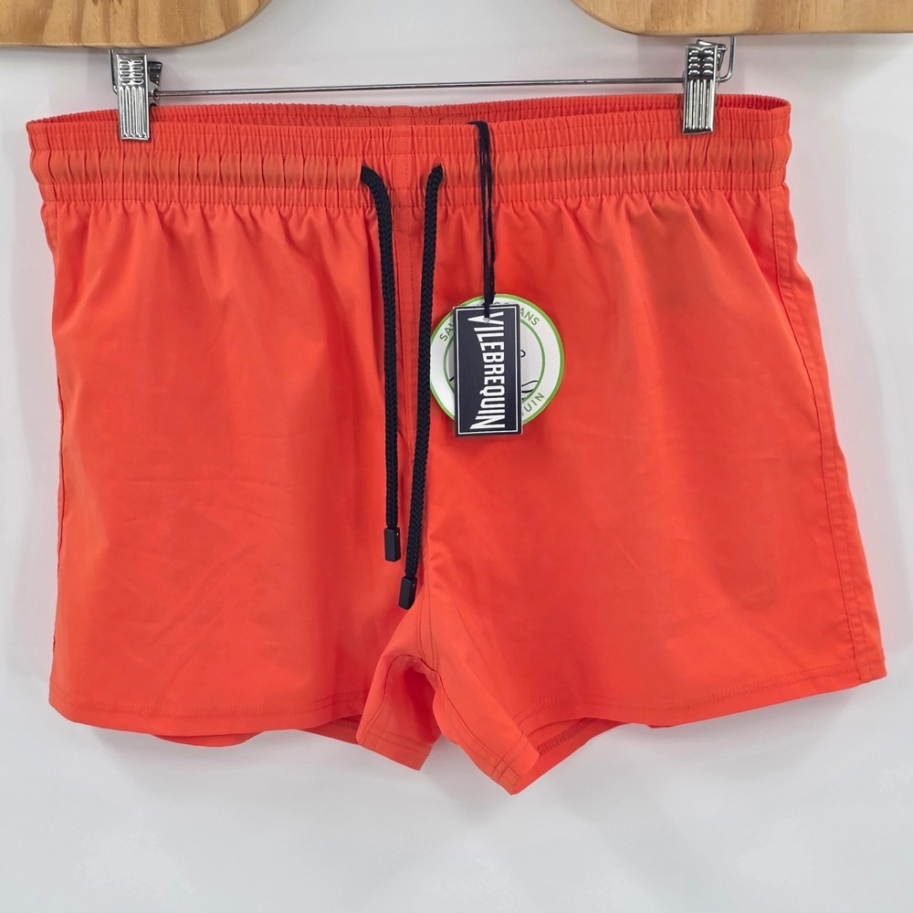 Vilebrequin Mens Moorea Swim Trunks Orange Goyave Solid XL FLAW